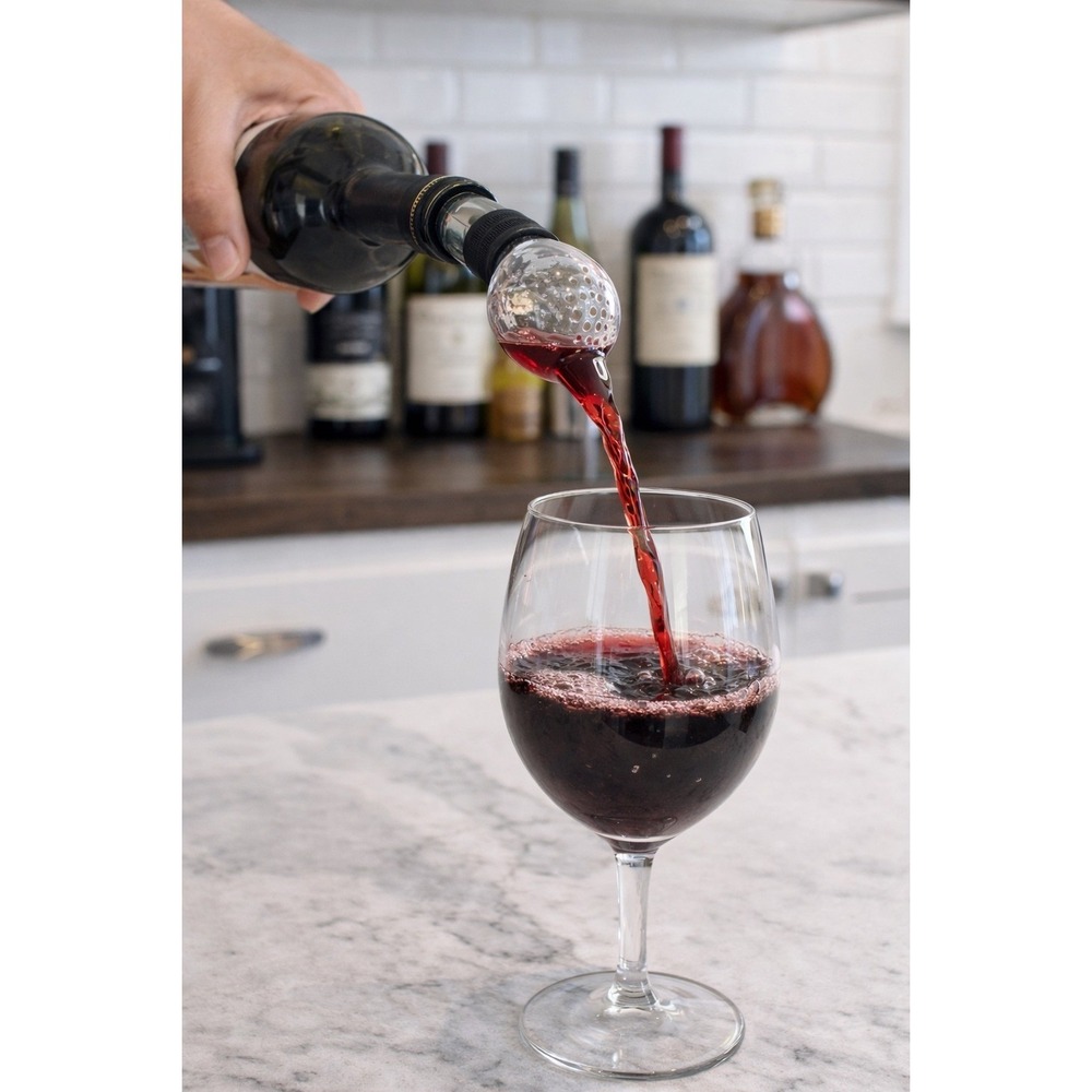 Kuraidori Stainless Steel Wine Chill Stick & Soiree Glass In-Bottle Aerator Set